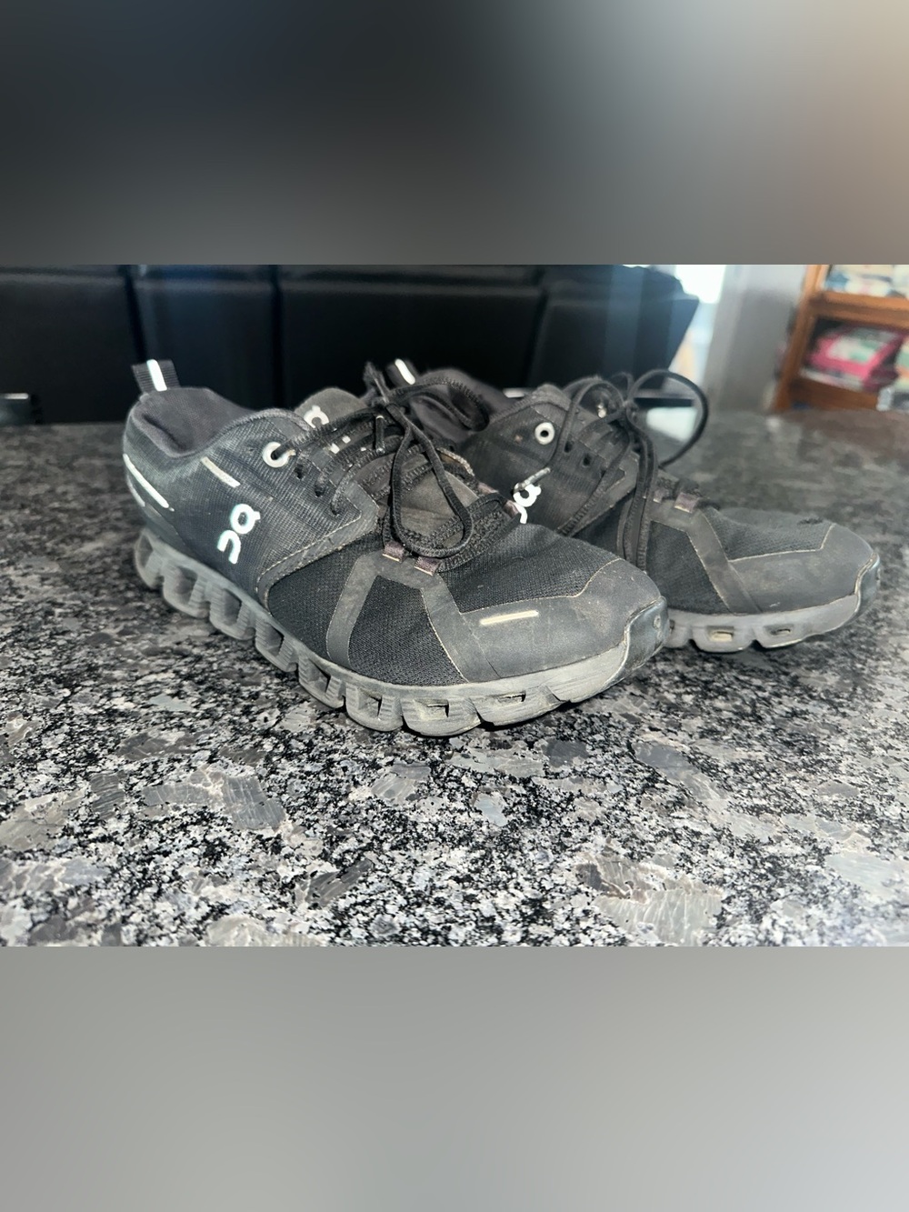 On cloud running shoes.